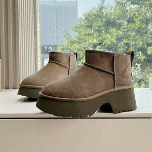 UGG Classic Ultra Mini New Heights Suede Platform Booties